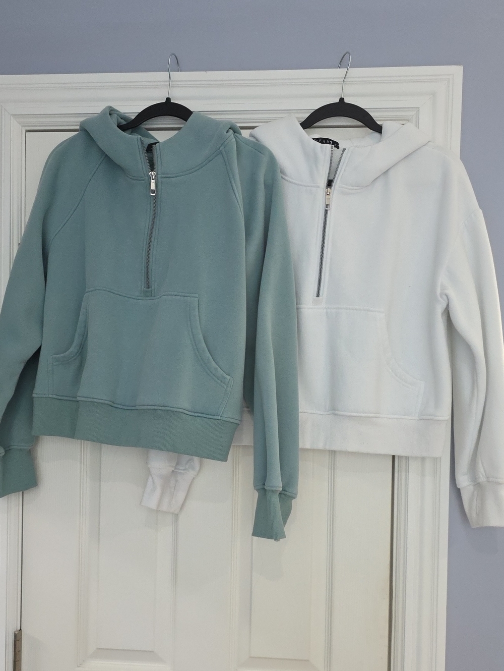 Women's Half-Zip Hoodie Sweatshirt - Sage & White